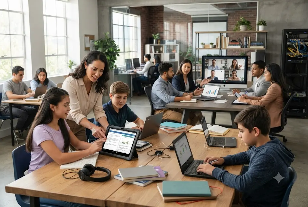 digital literacy skills examples demonstrated through technology use in education and the workplace