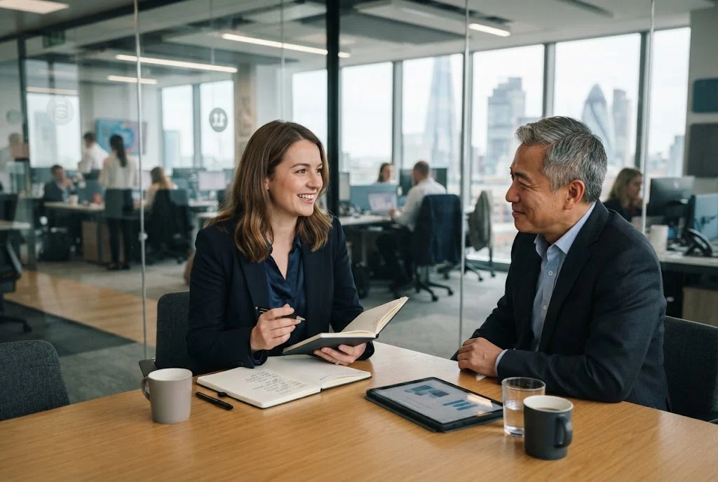 Career advancement techniques discussed during a workplace promotion meeting