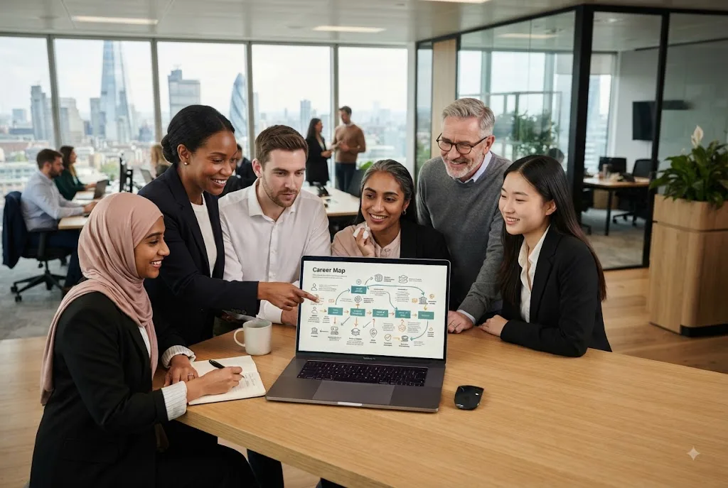 Career pathway examples showing professional progression and career planning