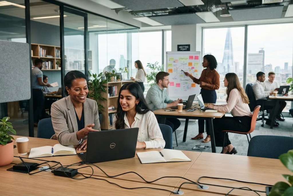 Development opportunities for employees in a modern UK workplace